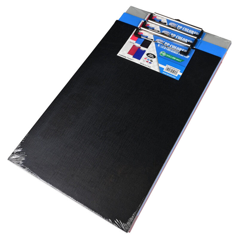 

FIS PP Colored Clipboard with 12cm Checkered Wire Clip, Foolscap Size(210x330mm), Set of 6 Pieces, Assorted Color-FSCBPPWCFSASST