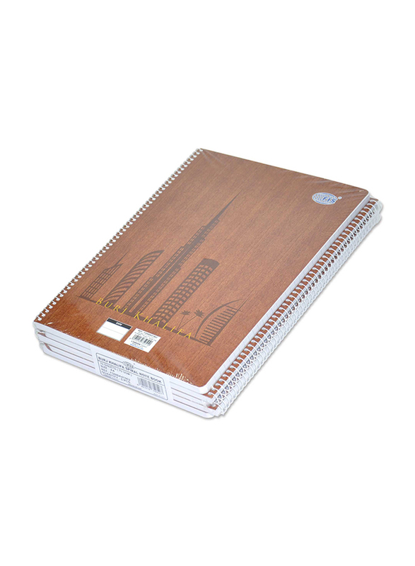 FIS Hard Cover Single Line Notebook Set, 70 Sheets, A4 Size, 5 Pieces, FSNBA419-02, Brown