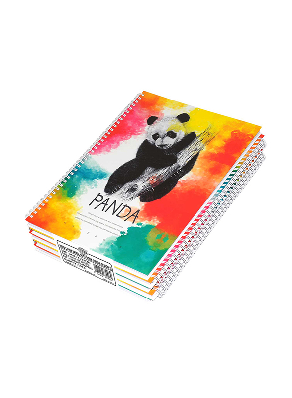 FIS Panda Design Spiral Hard Cover Notebook, 5 x 96 Sheets, A4 Size, FSNBSHCA496-PAN3, Multicolour