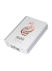 FIS Swan Design Spiral Hard Cover Notebook, 5 x 96 Sheets, A4 Size, FSNBSHCA496-SWA4, White