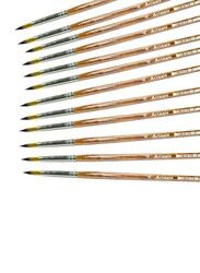 Artmate Round 8 Size Artist Brushes, JIABSx101r-8, 12 Pieces, Brown