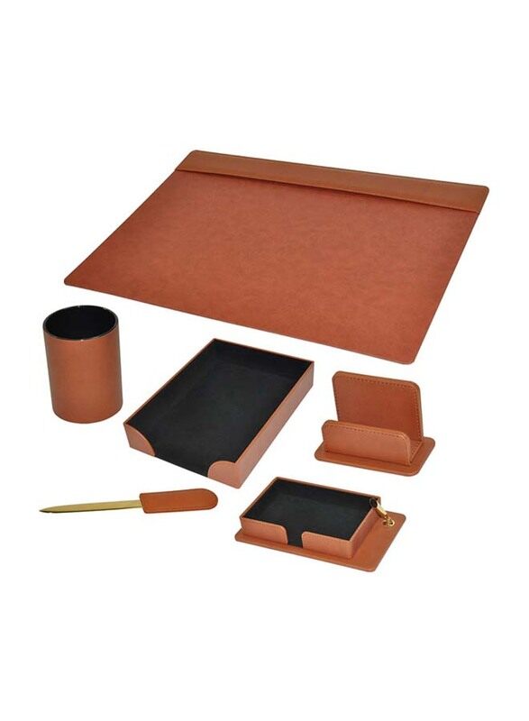 

FIS Italian PU Executive Desk Set, 6 Pieces, FSDS181BR, Brown