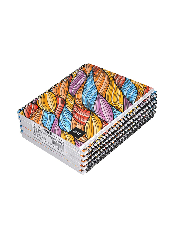 Light 10-Piece Spiral Soft Cover Notebook, Single Line, 80 Sheets, LINB971523S, Multicolour