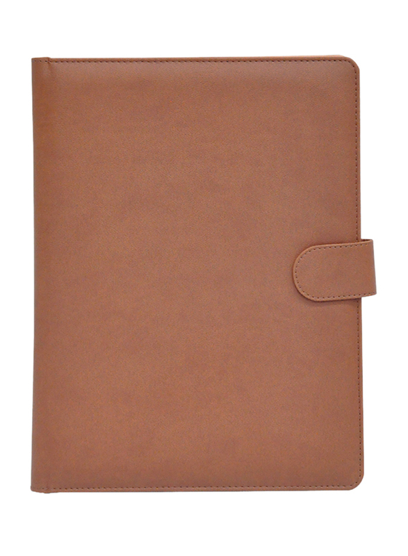 FIS Italian PU Executive Folder with 80 Sheets Ivory Paper Writing Pad, 24 x 32 cm, Brown