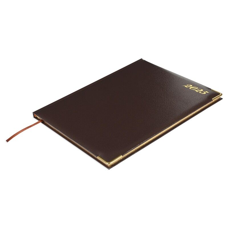 

FIS2025 Golden Executive Diary, Hard Cover Vinyl Materials, 1 Side Padded Cover, Gold Gilded Edges, Round Corners, Size 210x260mm, English/French, 70g