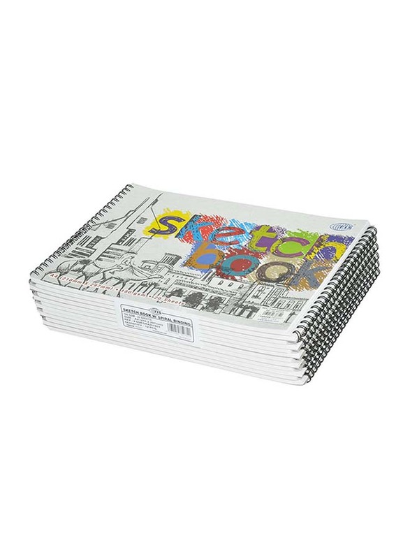 FIS 12-Piece Sketch Book Set, 20 Sheets, 180GSM, A4 Size, FSSKSA4201801, White