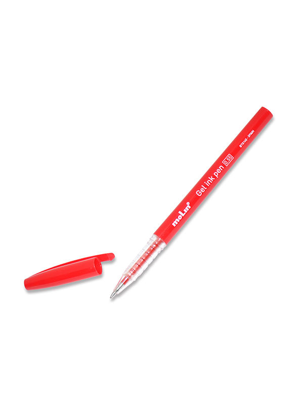 Molin 12-Piece Gel Red Ink Pen Set, MOBNBTG140-12-2, 0.7mm, Red