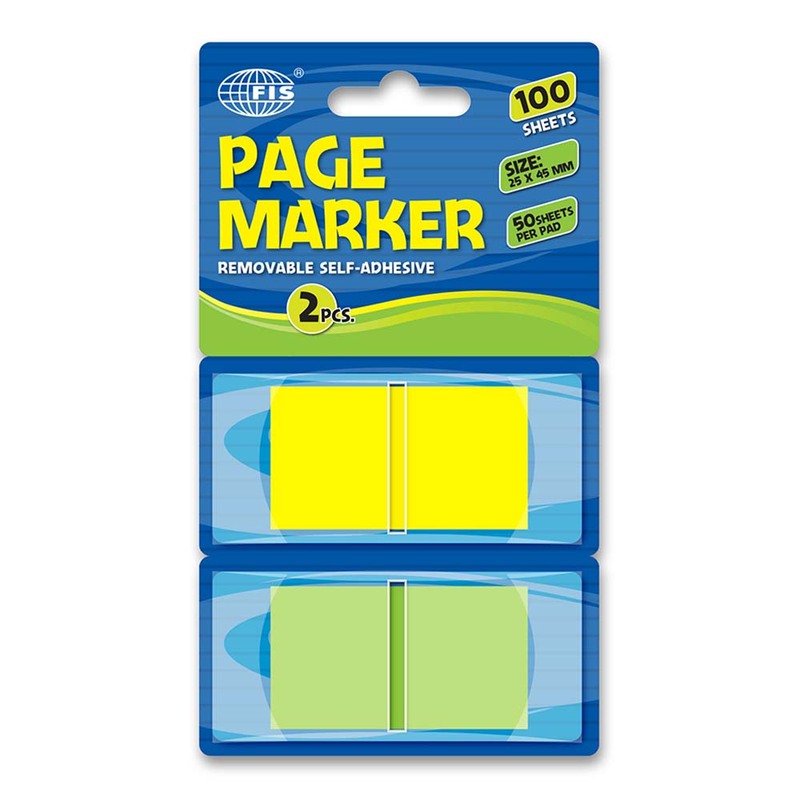 FIS Page Marker, 100 Sheets, 24 Pieces, FSPO1304, Yellow/Green
