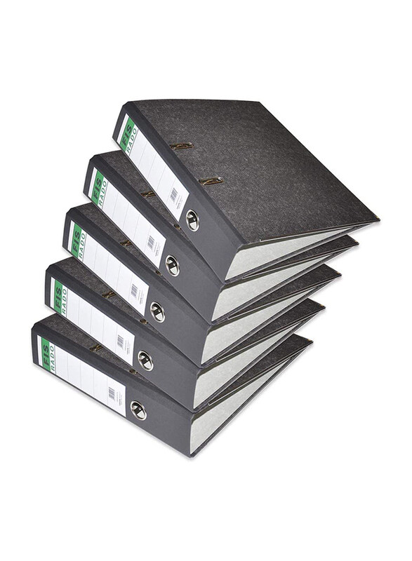 

FIS Rado Box File with Fixed Mechanism, 8cm, 10 Piece, FSBF8RDA4FIX10, Black