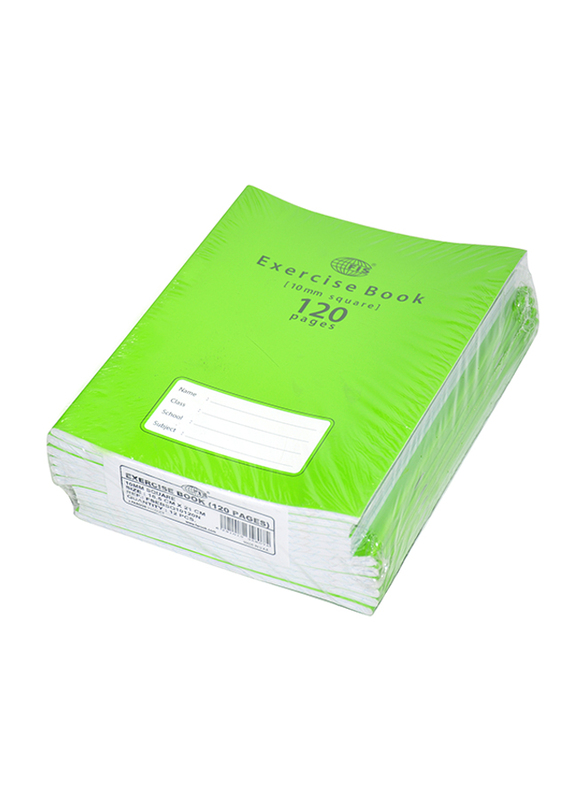 FIS Exercise Note Books, 10mm Square with Left Margin, 120 Pages, 12 Pieces, FSEBSQ10120N, Light Green