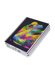 FIS Swan Design Spiral Hard Cover Notebook, 5 x 96 Sheets, A4 Size, FSNBSHCA496-SWA3, Multicolour