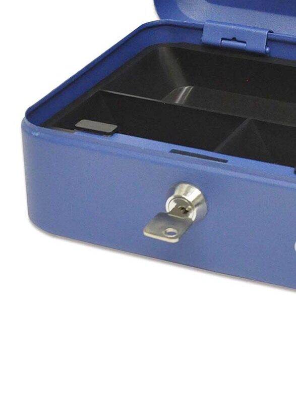 FIS Cash Box Steel with Key Lock, 200 x 160 x 90mm, 8 Inch Lock Size, FSCPTS0X30B, Blue