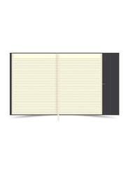 FIS Magnetic Italian PU Folder Cover with Writing Pad, Single Ruled Ivory Paper, 96 Sheets, A4 Size, FSMFEXNBA4BK, Black