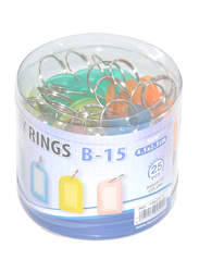 FIS Key Rings, 25 Pieces, FSKCB-15, Assorted Colours