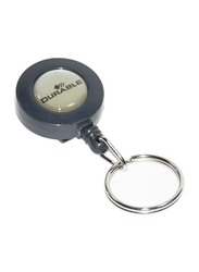 Durable 10-Piece Badge Reel with Key Ring Set, 80cm, DUNA8222, Black/Clear