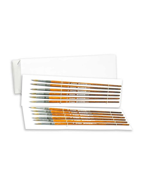 Artmate Round 10 Size Artist Brushes, JIABSx101r-10, 12 Pieces, Brown