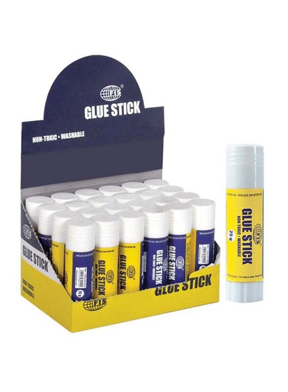 

FIS Glue Sticks, 25g, 24 Pieces, FSGLHA25CG, White