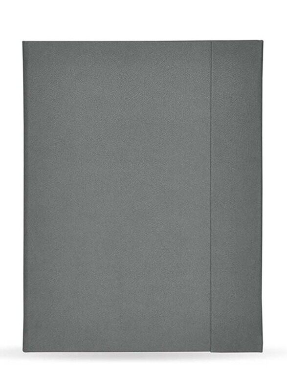 

FIS Magnetic Italian PU Folder Cover with Writing Pad, Single Ruled Ivory Paper, 96 Sheets, A4 Size, FSMFEXNBA4GY, Grey