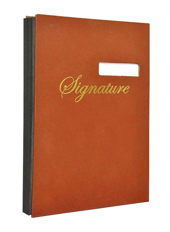 FIS Vinyl Material Cover Signature Book, 240 x 340mm, 18 Sheets, FSCL18, Brown
