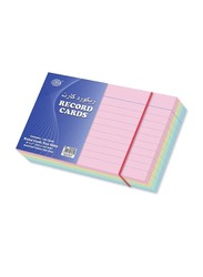 FIS Two Sides Ruled Record Card, 100-Cards, 203 x 127mm, 240 GSM, FSIC854C, Assorted
