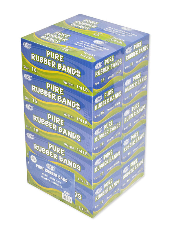 

FIS 10 Boxes Pure Rubber Bands, FSRB16, Yellow