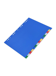 FIS File Index Divider with 1-15 Division, 20-Piece, A4 Size, Blue