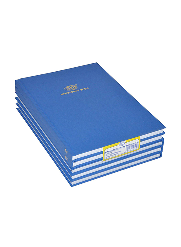 FIS Manuscript Notebook, 5mm Square, 3 Quire, 5 x 144 Sheets, A4 Size, FSMNA43Q5MM, Blue