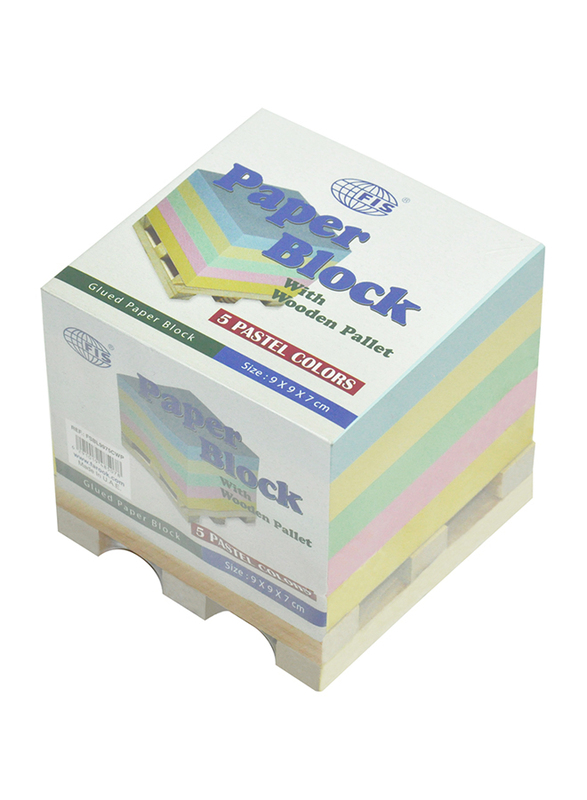 FIS White Paper Block with Wodden Pallet, 80 GSM Glued, 78 x 118 x 55mm Size, FSBL9975CWP, Multicolour