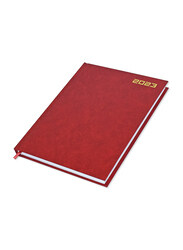 FIS Executive 2023 English Diary Vinyl Hard Cover, 384 Sheets, 70 GSM, FSDI88EN23RE, Red