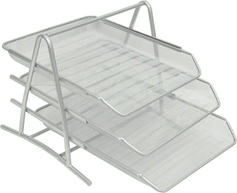 

FIS 3 Trays Wire Mesh Office Trays Set, FSOT102SL, Silver