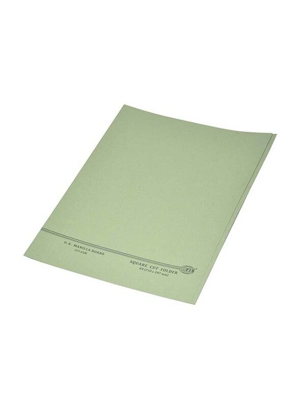 

FIS Kendal Manila Square Cut Folders without Fastener, 225GSM, A4 Size, 100 Pieces, FSFF9A4KGR, Green