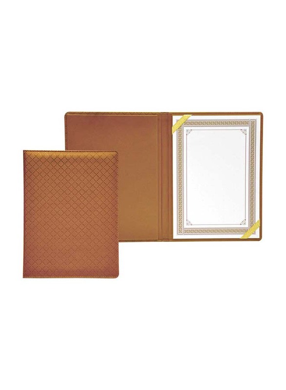 FIS Executive Italian PU Certificate Folders with A4 Certificate and Gift Box, FSCLCHPUBRD2, Brown