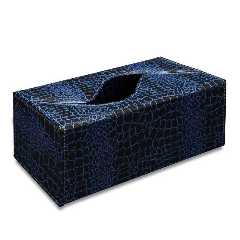 

FIS Tissue Box Holder, Size: 247x135x97mm, Crocodile Vinyl Material, Rectangular Tissue Holder, Magnetic Closure, Perfect for Office and Home Use, Blu