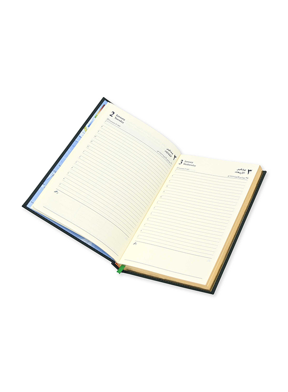 FIS 2024 (Arabic/English) Golden Diary, 384 Sheets, 70 GSM, A5 Size, FSDI26AEG24GR, Green