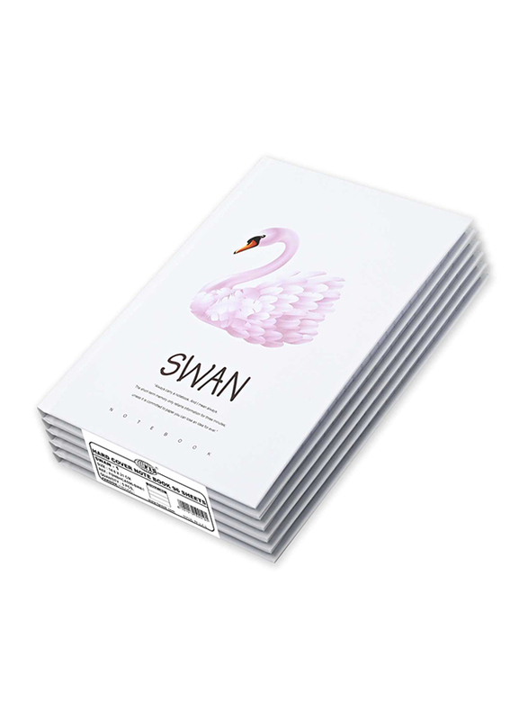 FIS Swan Design Hard Cover Notebook, 5 x 96 Sheets, A5 Size, FSNBHCA596-SWA1, White