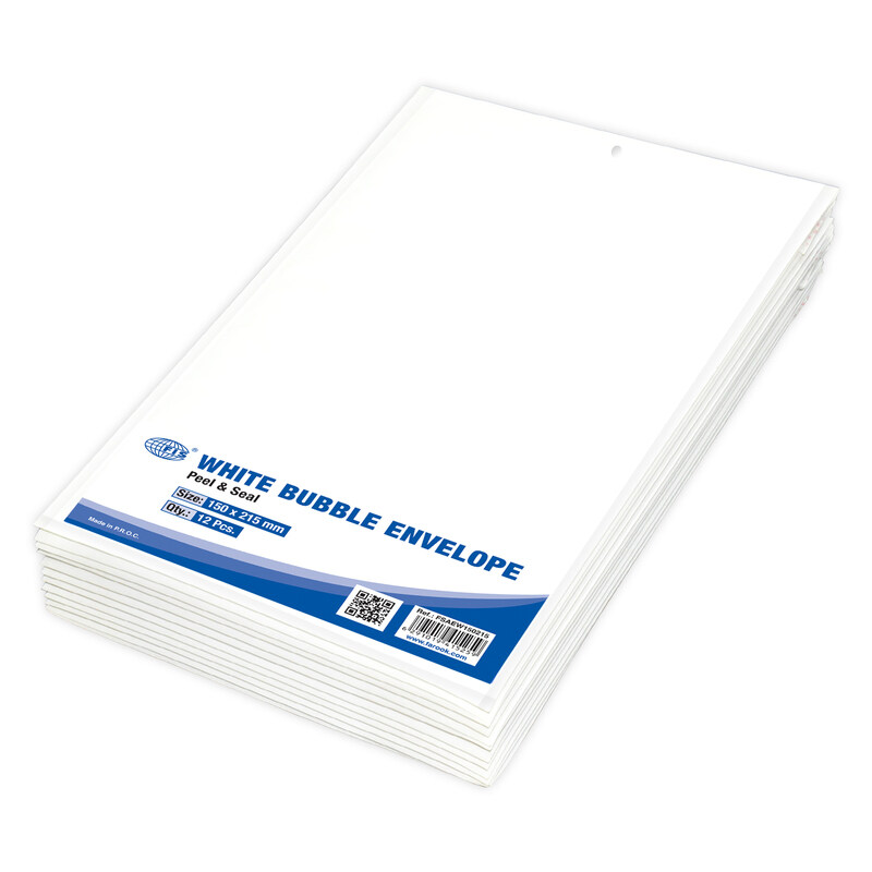 

FIS Peel and Seal Bubble Envelope, 150 x 215mm, 12 Pieces, FSAEW150215, White