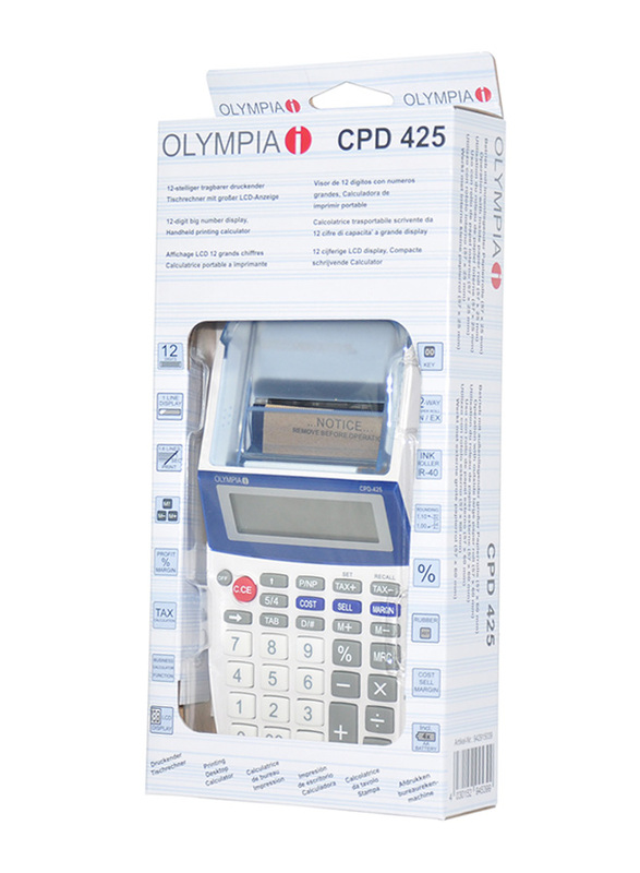 Olympia 12 Digits Printing Calculator, OLCA942915039, White
