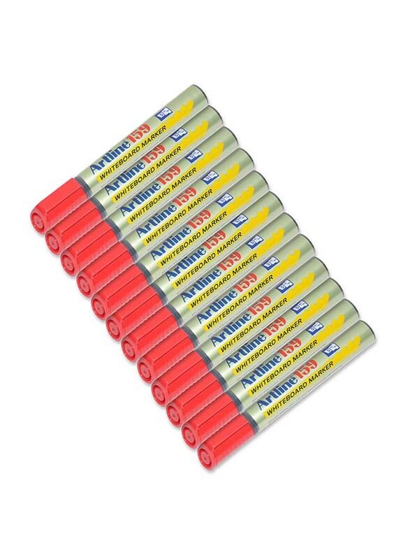 

Artline 12-Piece 159 White Board Marker Set, Chisel Style Nib, 2.0-5.0mm, Red
