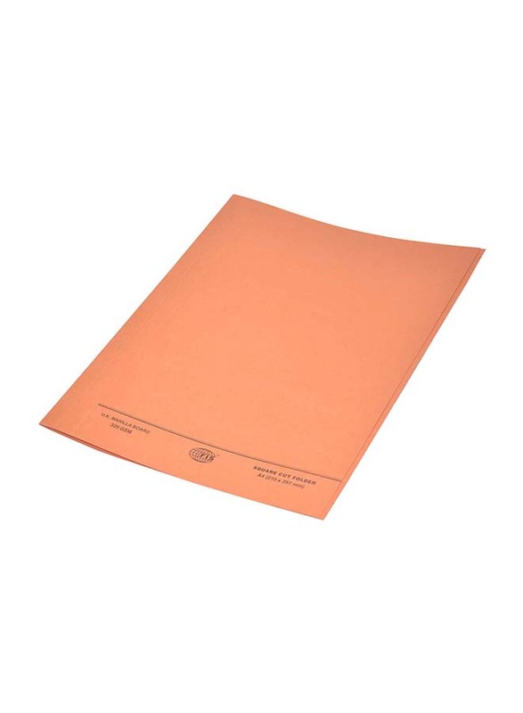 

FIS 50-Piece Square Cut Folder Set without Fastener, 320GSM, A4 Size, FSFF9A4OR, Orange