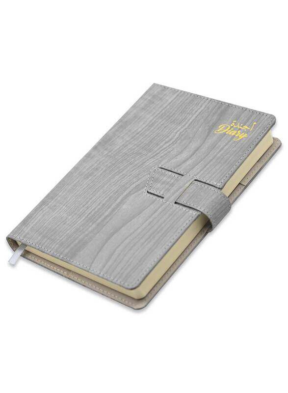 

FIS 2023 Arabic English Vinyl Hard Sewn Cover Diary, 384 Sheets, 70 GSM, A5 Size, FSDI80AE23GY, Grey