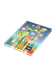 Light 5-Piece Spiral Hard Cover Notebook, Single Ruled, 100 Sheets, A5 Size, LINBSA51608, Multicolour