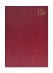 FIS 2024 Arabic/English Saturday & Sunday Combined Diary, 320 Sheets, 60 GSM, A4 Size, FSDI47AE24MR, Maroon