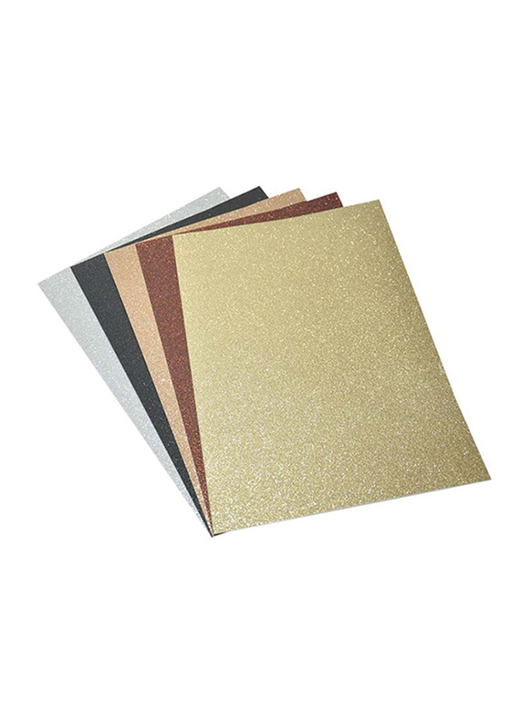 Folia Classic Glitter Cards, 5 Piece, 24x34cm Size, FOCH85149, Assorted Colors
