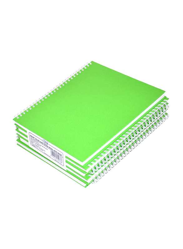 FIS 5-Piece Spiral Hard Cover Single Line Notebook Set, 5 x 100 Sheets, 9 x 7 inch, FSNBS97NA230, Green