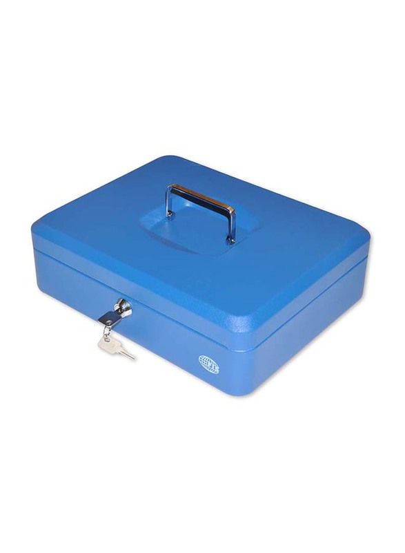 FIS Cash Box with Key, 12 Inch, FSCPTS0019BL, Matt Finish Blue