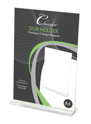 FIS Premium T-Shape Magnet Sign Holder, 220 x 279mm, 5 Pieces, FSNA1305-5, Clear
