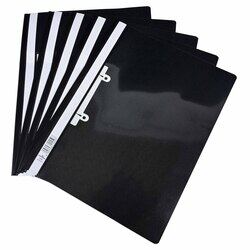 Durable File Folder, Clear View with Filing Strip, A4 Size(21.0x29.7cm) with Size Allowance, Box of 25 Pieces, Black Color, Made in Germany-DUPG258001