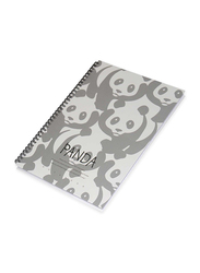 FIS Panda Design Spiral Hard Cover Notebook, 5 x 96 Sheets, A4 Size, FSNBSHCA496-PAN2, White