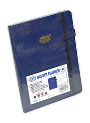FIS White Paper Budget Planner with Elastic Pen Loop, Vinyl, 128 Pages, 100 GSM, A5 Size, FSORA5BPLANV, Blue
