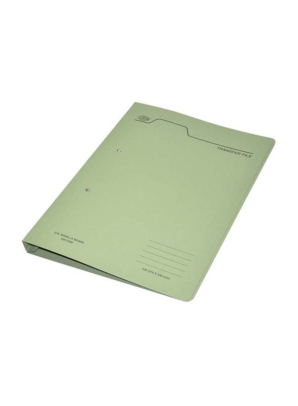 FIS Transfer File Set with Fastener, English, 320GSM, F/S Size, 50 Pieces, FSFF4EGR, Green
